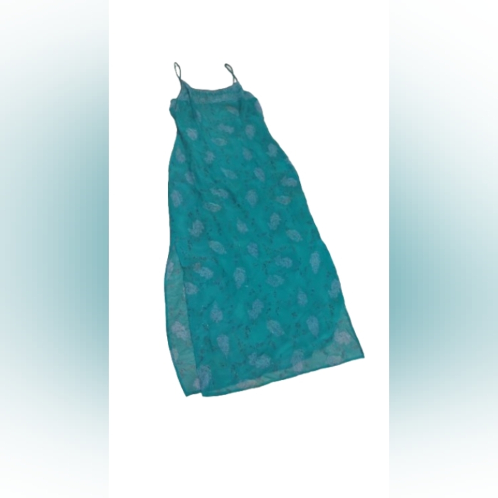 Vintage 1990s 2000s All That Jazz Mixed Print Slip Beaded Neckline Dress